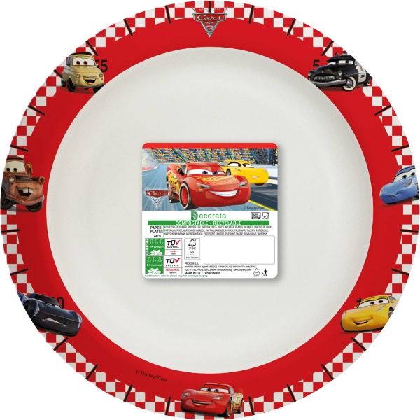 Cars party 3 - TALÍŘE papírové kompostovatelné 24cm 8 ks