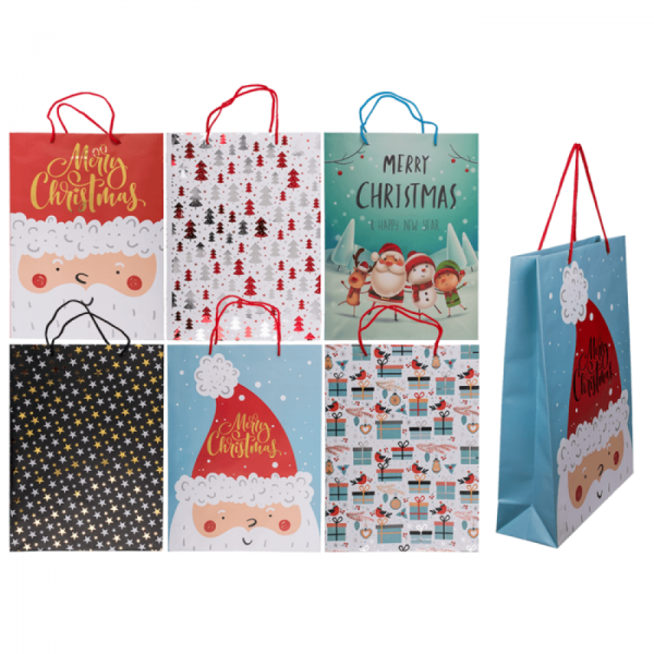 Vánoční taška dárková - Vánoční motivy mix 25x34,5x8,5cm
