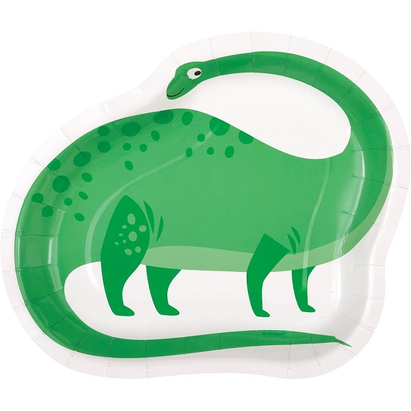 Levně Talíře papírové Zelený dinosaurus 21 cm 8 ks