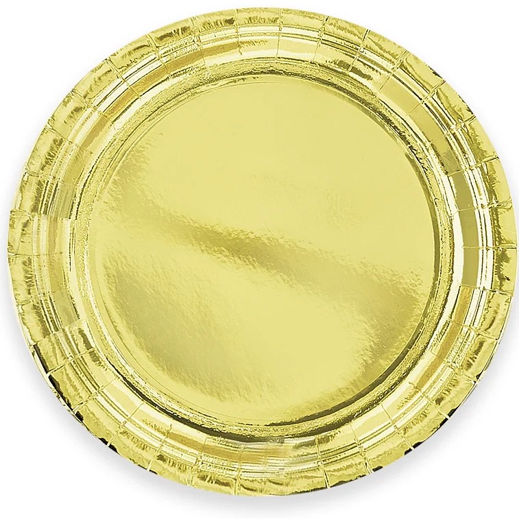 Talíře papírové metalické zlaté 23cm 6ks