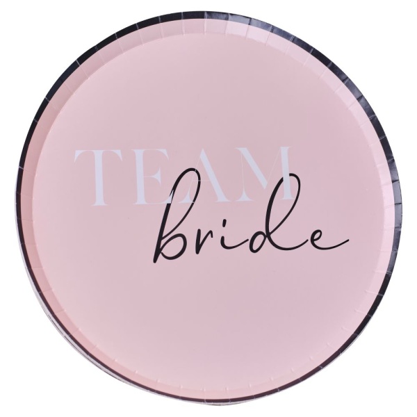 Talíře papírové růžové Team bride 25 cm 8 ks