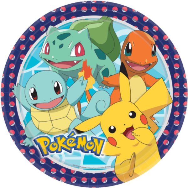 Talířky papírové Pokémon 23 cm 8 ks