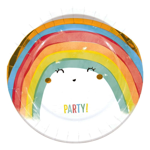 Levně Talířky papírové Rainbow Party 23 cm 8 ks