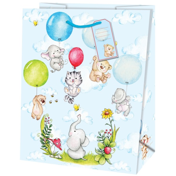 Taška dárková Malá Zvířátka s balónky 19 x 10,2 x 23 cm
