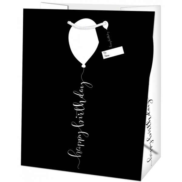 Taška dárková Maxi černo-bílá Balónek 26,7 x 33 x 13,7 cm