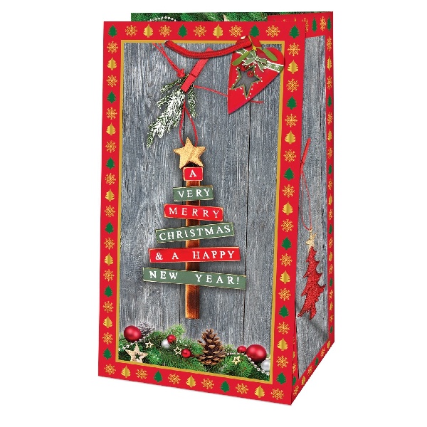 Taška dárková Piccolo Vánoční ozdoby červená/zelená 21 x 11 x 6,5 cm