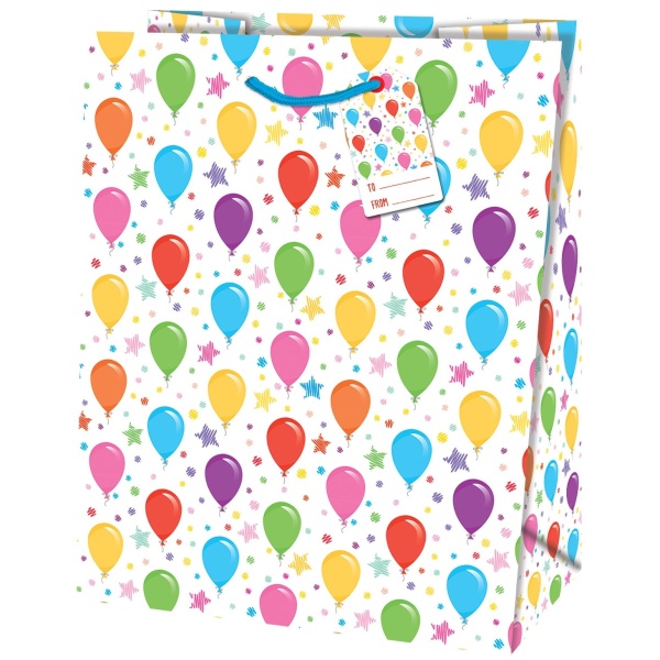 Taška dárková Střední Balónky multicolor 26,7 x 33 x 13,7 cm