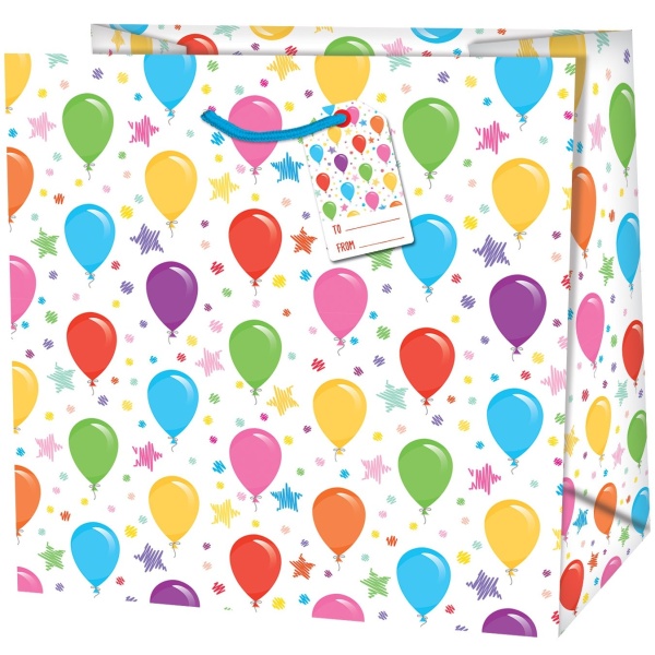 Taška dárková čtvercová Balónky multicolor 15 x 6 x 14,6 cm