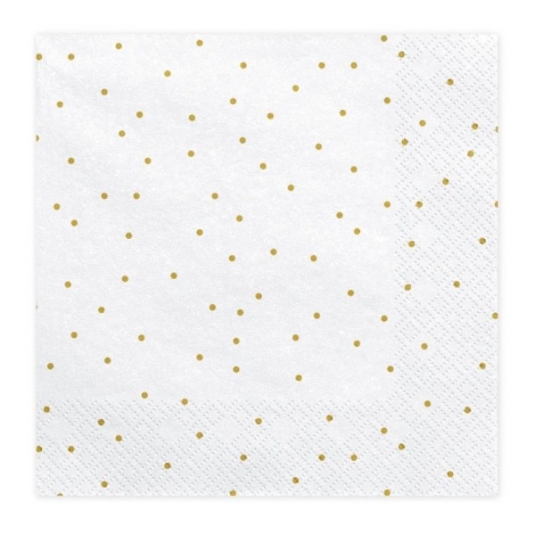 UBROUSKY 3vrstvé bílé se zlatými puntíčky 33x33cm 20ks