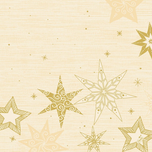 Levně Vánoční ubrousky Dunisoft světle žluté se zlatými hvězdami 40 x 40 cm 12 ks