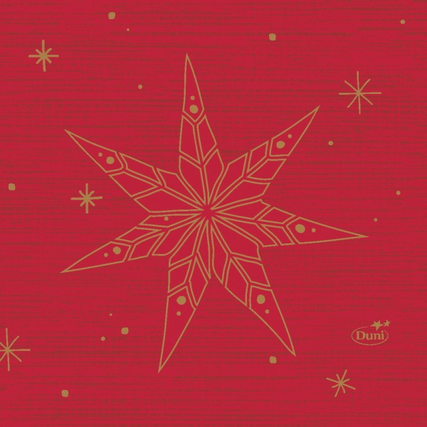 Levně Vánoční ubrousky červené se zlatými hvězdami 20 ks 24x24 cm