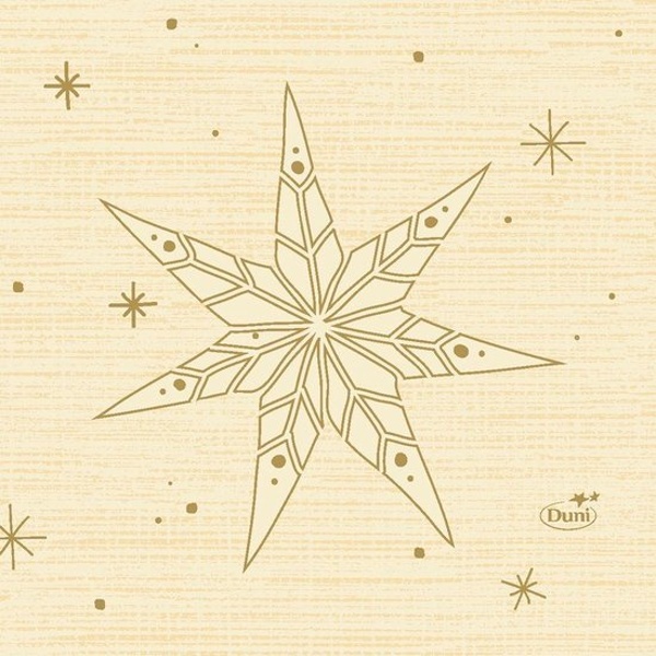 Levně Ubrousky vánoční - Tissue světle žluté se zlatými hvězdami 24 x 24 cm