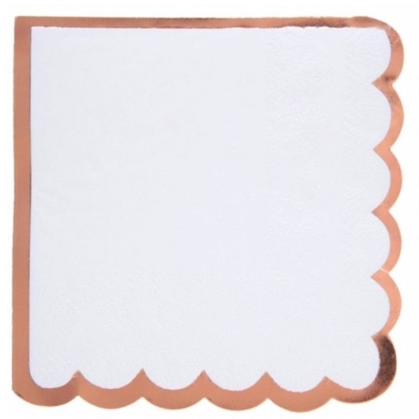 Rose gold party - Ubrousky papírové rose gold okraj 12,5 x 12,5 cm