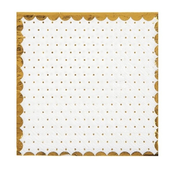 UBROUSKY bílé se zlatým okrajem a puntíky 25x25cm 20ks