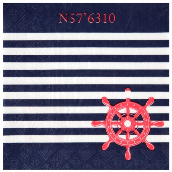 Námořnická party - Ubrousky  s červeným kormidlem 16,5 x 16,5 cm