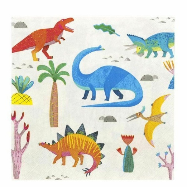 Dino party color - Ubrousky papírové 33 x 33 cm 20 cm