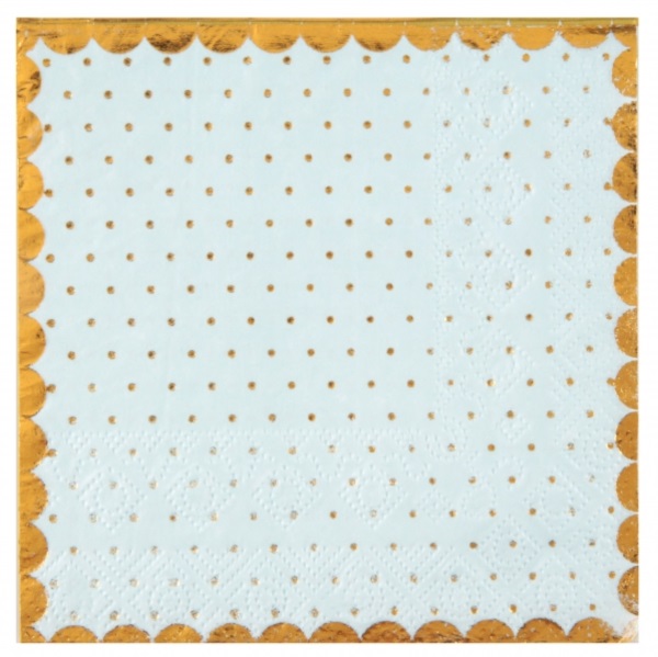 UBROUSKY papírové modré se zlatým okrajem a puntíky 25x25cm m 20ks