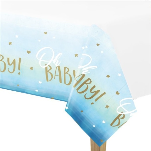 Levně Baby Shower - Ubrus Hello world modrý omyvatelný 137 x 259 cm