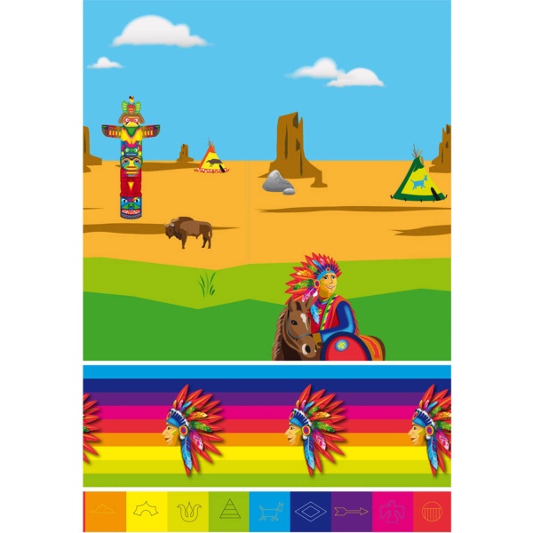 Indiánská party color - ubrus igelitový 130x180 cm