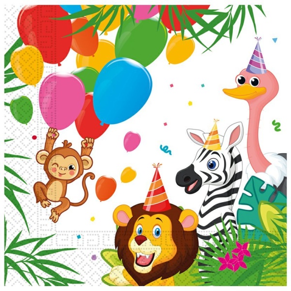 Levně Ubrousky papírové Džungle balónky 33 x 33 cm 20 ks