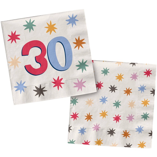 Levně Ubrousky papírové Starburst 30. narozeniny 33 x 33 cm 20 ks