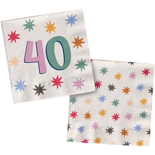 Levně Ubrousky papírové Starburst 40. narozeniny 33 x 33 cm 20 ks