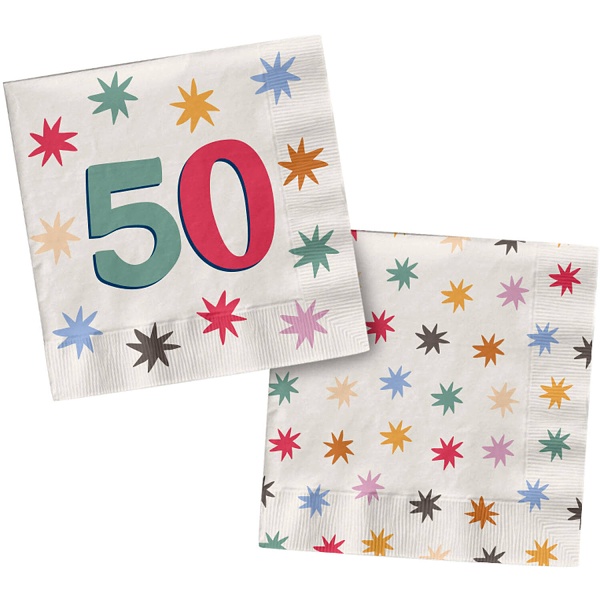 Levně Ubrousky papírové Starburst 50. narozeniny 33 x 33 cm 20 ks
