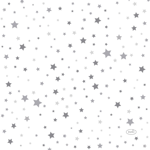 Ubrousky papírové Stříbrné hvězdičky 33 x 33 cm 20 ks