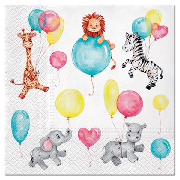 Baby ZOO party - ubrousky papírové 33 x 33 cm 20 ks