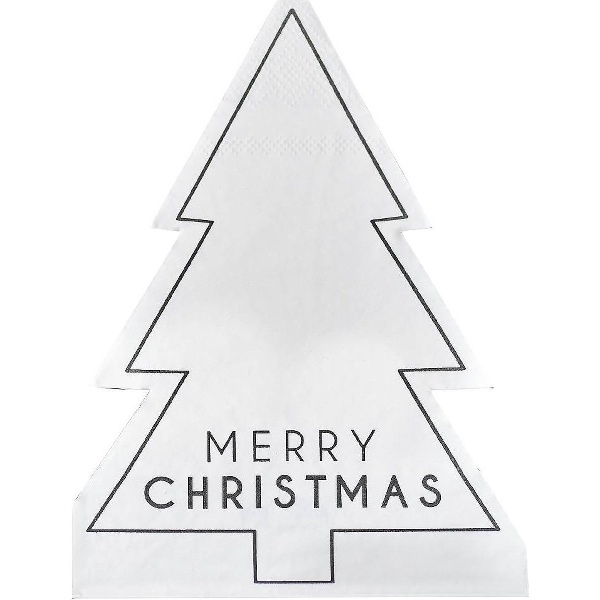 Vánoční ubrousky ve tvaru strromečku Merry Christmas 16,5 x 12,4 cm 16 ks