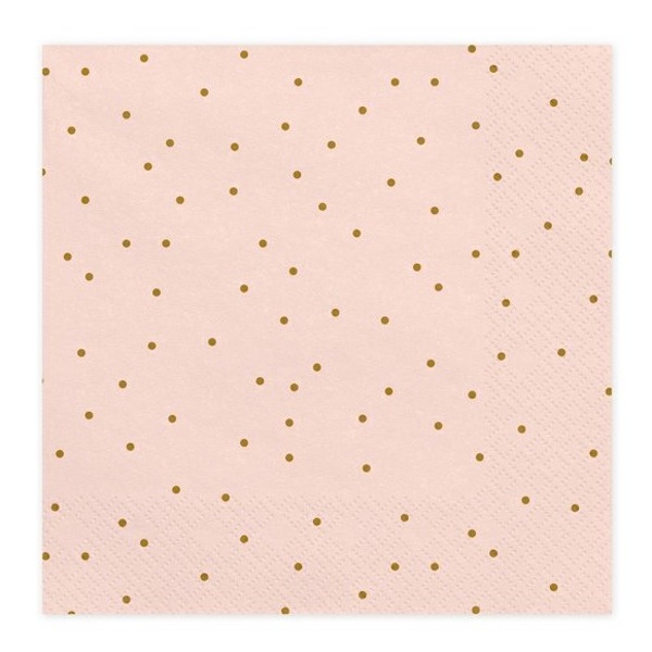 Ubrousky růžové se zlatými puntíky 33x33, 20 ks