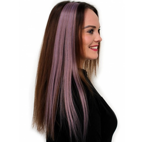 Vlasový příčesek s clip-in hřebínkem fialovo-hnědá