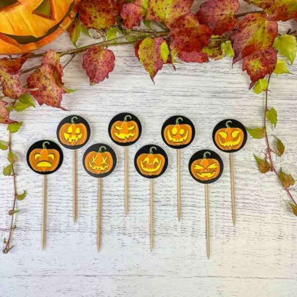 Halloween dekorace na cupcakes dýně 8 ks