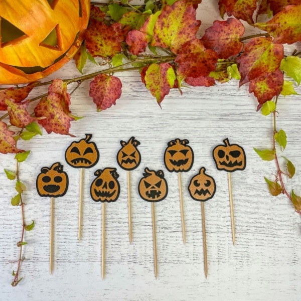 Halloween cukrovinky - Dýně na cupcakes dýně strašidelná 8 ks