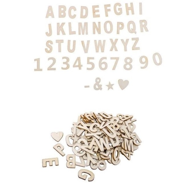 Znaky písmena a čísla dřevěná 3cm 120ks