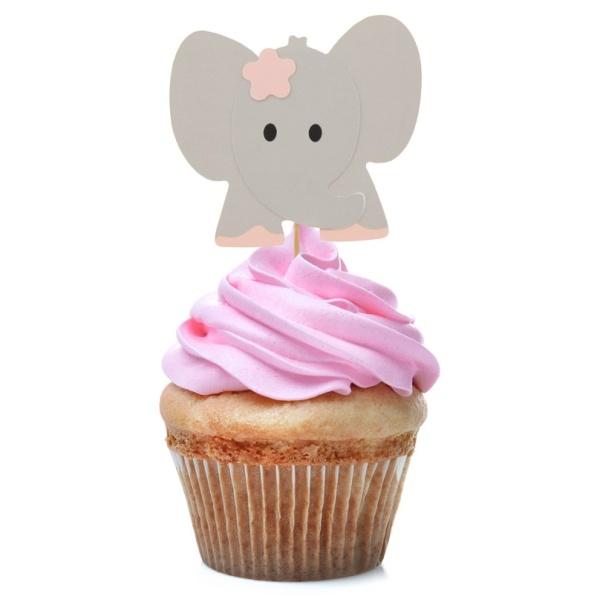 Levně 1. rok narozeniny girl - Zápichy na cupcakes Slon růžový 10 ks
