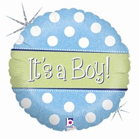 BALÓNEK fóliový Boy modrý s puntíky 46cm