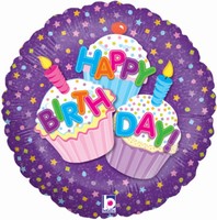 BALÓNEK fóliový Cupcake Happy Birthday 46 cm