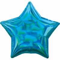 BALÓNEK fóliový Hvězda holografická Iridescent modrá 48cm