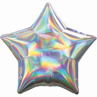 BALÓNEK fóliový Hvězda holografická Iridescent stříbrná 48cm
