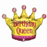 BALÓNEK fóliový Koruna Birthday Queen 91 cm