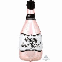 BALÓNEK fóliový Šampaňské Happy New Year Rose Gold 25x66 cm