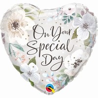 BALÓNEK fóliový Srdce s květy On Your Special Day 46cm