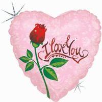 BALÓNEK fóliový Srdce s růží 46cm