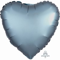 BALÓNEK fóliový Srdce saténové ocelově modré 45cm