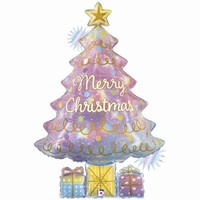 BALÓNEK fóliový Vánoční stromek duhový 54x82cm