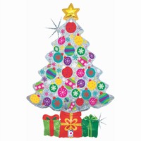 BALÓNEK fóliový Vánoční stromek s ozdobami 54x82cm