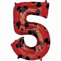 BALÓNEK fóliový číslo 5 červené Mickey Mouse 66cm