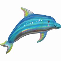 BALÓNEK fóliový modrý delfín duhový