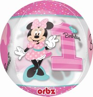 BALÓNKOVÁ bublina ORBZ Minnie 1st Birthday růžový 38x40cm